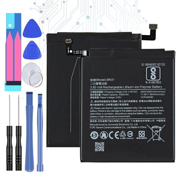 Alimentation pour Xiao Mi Redmi S2 BN31 3080MAH Batterie pour Xiaomi Mi 5x Mi5x Redmi Note 5A Note5a / Pro Mi A1 Redmi Y1 Lite S2 Bn 31 Batteries