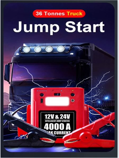 Power Force 56000mAh Car Jump Starter 12V / 24V PEAK COURVEMENT 4000A BOOST JUMP STARTER POUR TRACUR DIESEL HEAUD