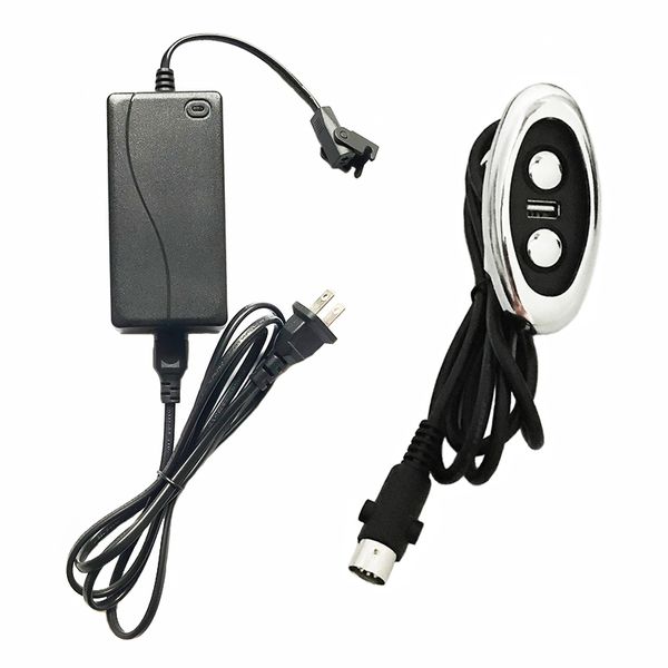 Interrupteur de commande à distance avec bouton latéral pour fauteuil inclinable, réparation de meubles, adaptateur d'alimentation de commutation USB 29 V 1,8 A, contrôleur de moteur d'actionneur linéaire 24 V