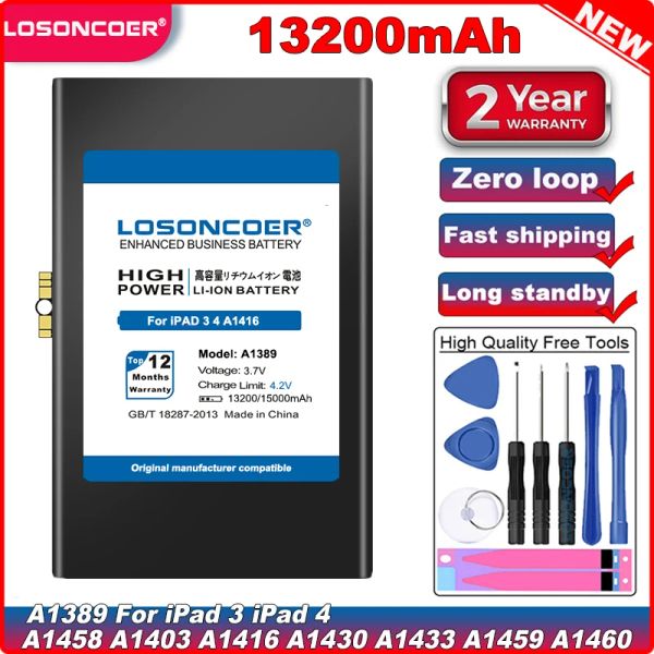 Power Losoncoer 13200mAh A1389 Batterie pour iPad 3 4 iPad3 iPad 4 A1458 A1403 A1416 A1430 A1433 A1459 A1460 A1389 Batterie pour ordinateur portable de la série A1389