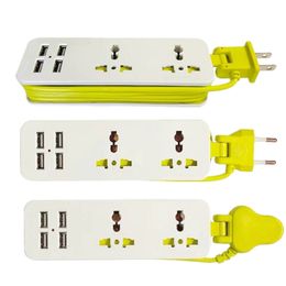 Adaptateur de prise de courant bande ue avec 4 prises d'extension portables USB prise US UK 1.5m câble AC voyage chargeur de téléphone intelligent