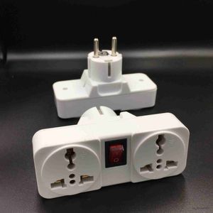 Power Plug Adapter Wit Draagbare 250V universele reisadapter socket Europa uitbreiding power converter plug met aan/uit lichtschakelaar R230612