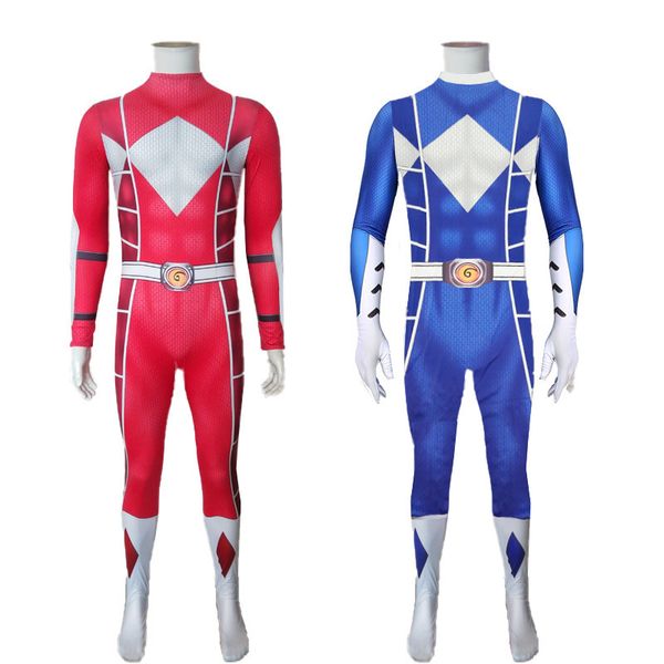 Power Samurai Sentai Shinkenger Red Rangers Superhero Cosplay Fiesta de cumpleaños de Halloween Traje Zentai Mobsuit Kids Men