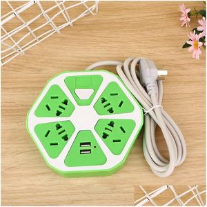 Bandes d'alimentation, cordons d'extension parasurtenseurs en gros prise USB intelligente carte de câblage de position poreuse circulaire hexagonale pour la maison hors Ot48W