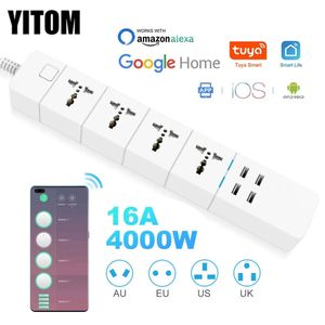 Tiras de alimentación Cables de extensión Protectores contra sobretensiones WIFI Regleta inteligente Universal 18M con alexa googlehome enchufe múltiple 4 toma de CA Control de voz USB UKEUUSAU 231130