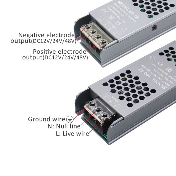 Alimentation pour les bandes LED AC110V 220V à DC 12V Tension 24V Transformateurs de convertisseur 60W 100W 200W 300W 400W Adaptateur source