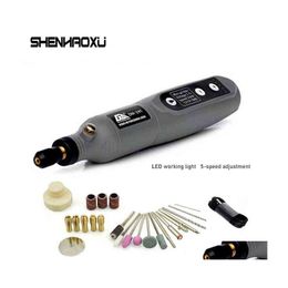 Ensembles d'outils électriques Mini ensemble de meuleuse électrique Perceuse sans fil Rotatif Sculpture sur bois Stylo pour fraisage Gravure 3.6V Chargeur Usb Led Travail Dhydg