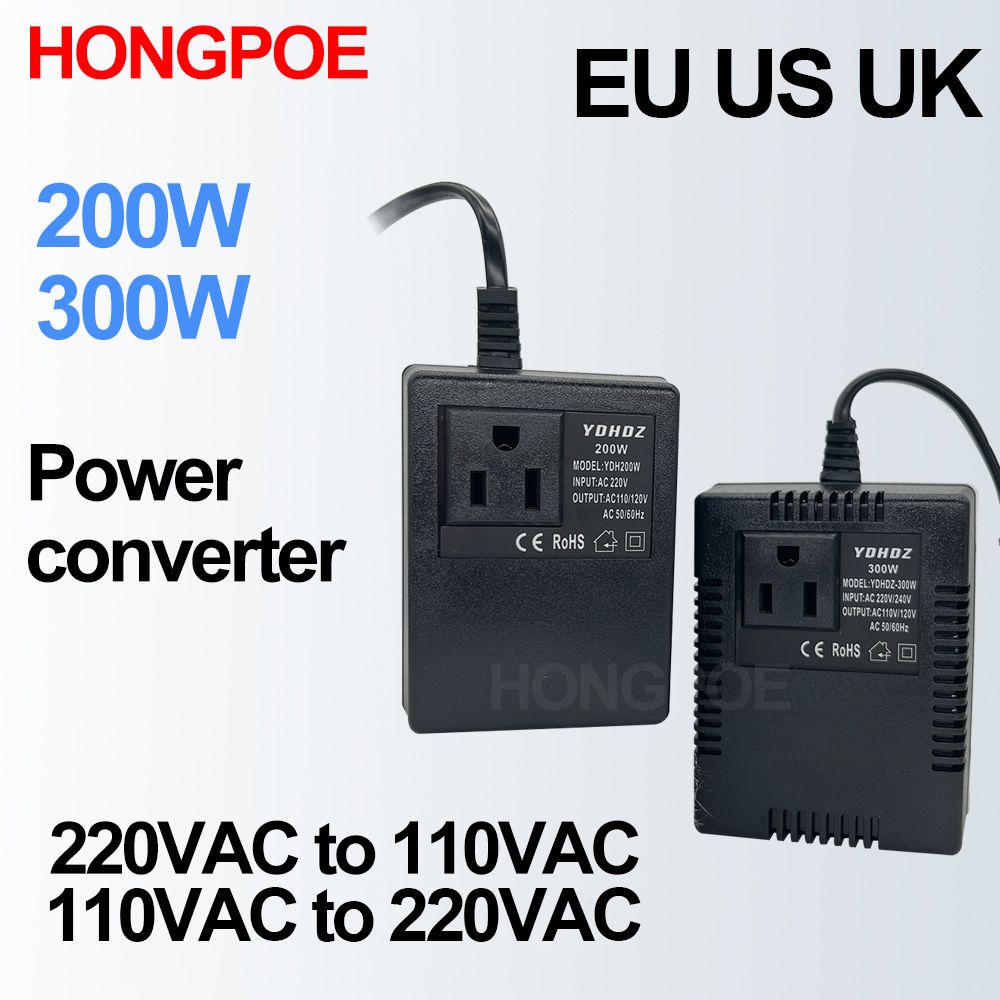 Regolatore di tensione del trasformatore di alimentazione da 220 V a 110 V Convertitore di tensione Trasformatore Step-Down 220 110 Plug Eu/US/UK invertito 200w 300W