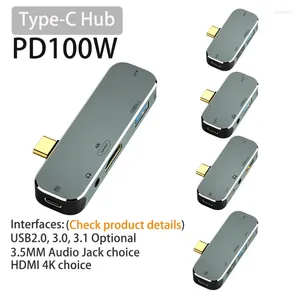 Aangedreven Type C Naar USB Type C 3.5 MM Jack USBC PD Type-C HDMI Adapter Converter Hub splitter Docking Station Voor MacBook