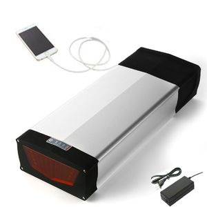 Batterie de vélo électrique puissante 1000W 48V 24ah, avec feu arrière, Port USB, cellule 30B 29PF, BMS 30A, boîtier en aluminium + chargeur 2A