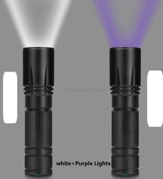 Krachtige 10W 395nm UV LED-zaklamp Oplaadbare T6 dubbele lichtbronnen Zaklamp Ultravioletdetector Pet Skin Doctor Pet Urine Detector Stains Marker Checker