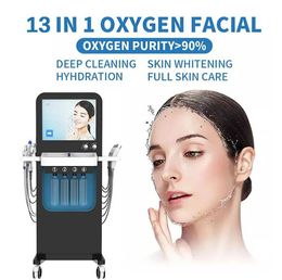 Puissant 13 poignées Microdermabrasion Hydra nettoyage de la peau du visage machine de beauté aqua peeling du visage rajeunissement de la peau H2o2 machine d'élimination des points noirs du visage