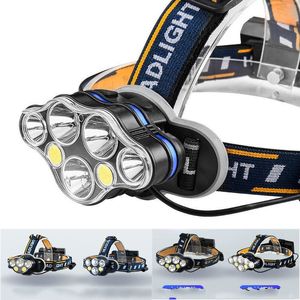 Potente linterna frontal LED recargable 18650 T6 COB 8 modos lámparas 50000 lúmenes linterna de Camping impermeable ajustable 205 W2