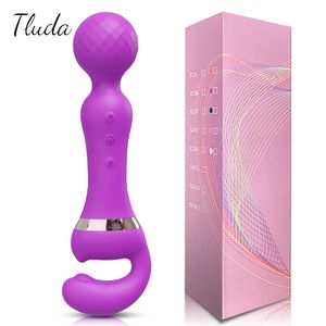 Krachtige 2-in-1 av-vibrator vrouwelijke magische toverstaf clitoris stimulator USB opladen 20 modi G Spot Massager Sex Toy 240430