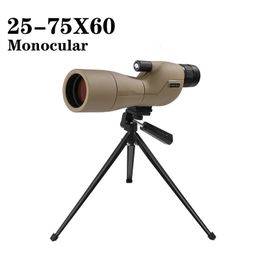 Puissant 2575x60 mm monoculaire d'observation des oiseaux télescope repérant la lunette à longue portée Bak4 Prism HD