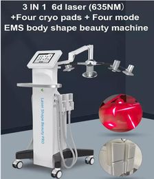 Puissant équipement amincissant 3 en 1 laser lipo froid 6D 635nm emslim serrer cryolipolyse système de réduction de graisse forme du corps perte de poids machine de beauté