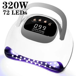 Krachtige 320W 72 LED's professionele nageldroger met automatische detectie -LED -nagellamp voor het genezen van alle gel nagellak drooglamp 240416