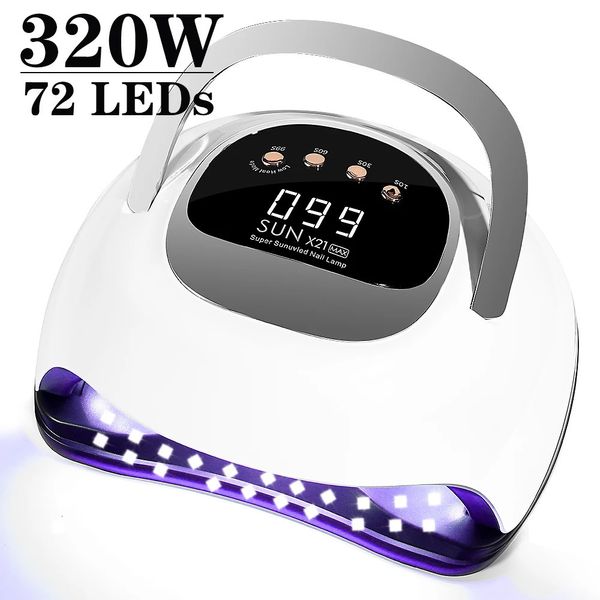 Potente secador de uñas profesional de 320W 72 LED con lámpara LED de detección automática para curar todo el secado de esmalte de Gel 240111