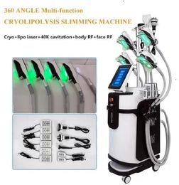 Krachtige 5 handgrepen 360 Cryo Fat Freeze Slimming Machine RF Laser Cavitatie Gewichtsverlies Schoonheidsapparatuur Dubbele kin Handgreep Cryoskins Cryotherapie Apparaat