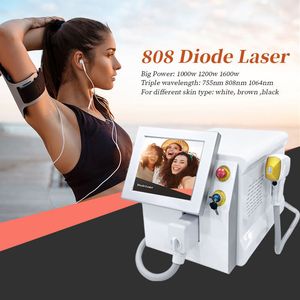 Puissant système de refroidissement de glace 808nm laser à diode indolore permanent 3 vagues 755nm 808 nm 1064nm resserrement de la peau rajeunissement de la peau épilation laser machine de beauté