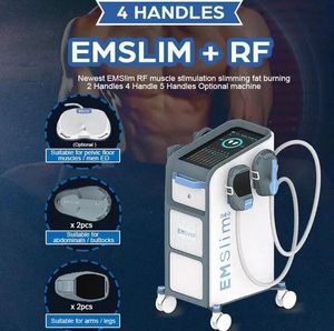 Thérapie EMS puissante amincissante verticale 4 poignées Emslim Neo haute intensité focalisée sur la graisse réduisant la construction électromagnétique machine de sculpture du corps musculaire avec RF