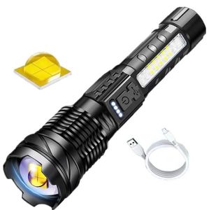 Powerful Flashlights Torches 30W LED COB Strong Light Flashlight Portable Rechargeable Bright Household Lamp Built In Battery With Power Display