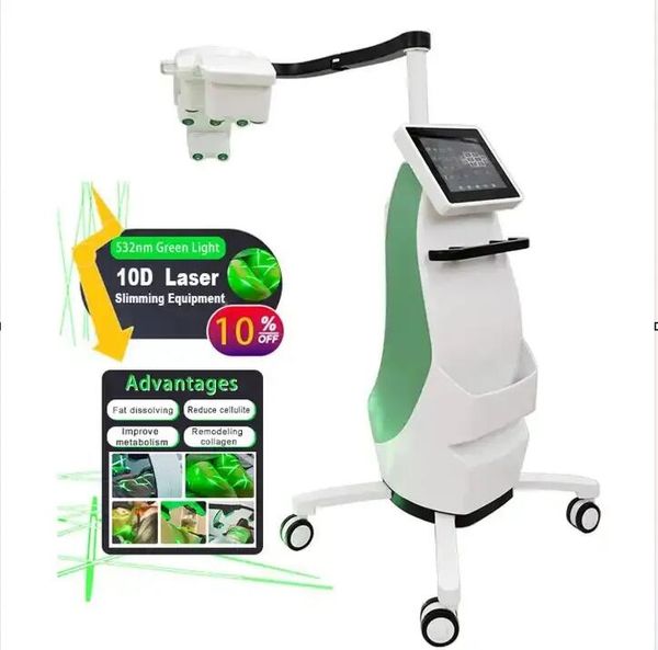 Potente láser verde 532nm 10d Máquina de adelgazamiento láser 10d Maxlipo Master Eliminación de grasa Terapia 10d Lipolaser Adelgazamiento de grasa Reducir la forma del cuerpo Láser de pérdida de peso delgado