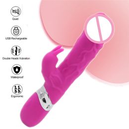 Puissant grand gode vibrateur lapin Stimulation clitoridienne fort pénis réaliste jouet sexy produit adulte Vibrador pour les femmes