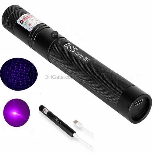 Lampes de poche laser puissantes 3000m 532nm 10 Mile SOS Lampe de poche Lazer militaire Vert Rouge Bleu Violet lumières Pointeurs laser rechargeables USB Stylo torche à faisceau long