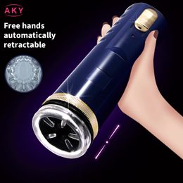 Masturbation puissante tasse adulte mâle masturbateur automatique télescopique Rotation forte ventouse poussée fellation sexy jouets pour hommes