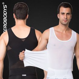 Krachtige Mens Body Shaper Hoge Powernet Vest M L XL Zwart Wit Body Gordels Mannen Taille Cincher Shape Wear240Y