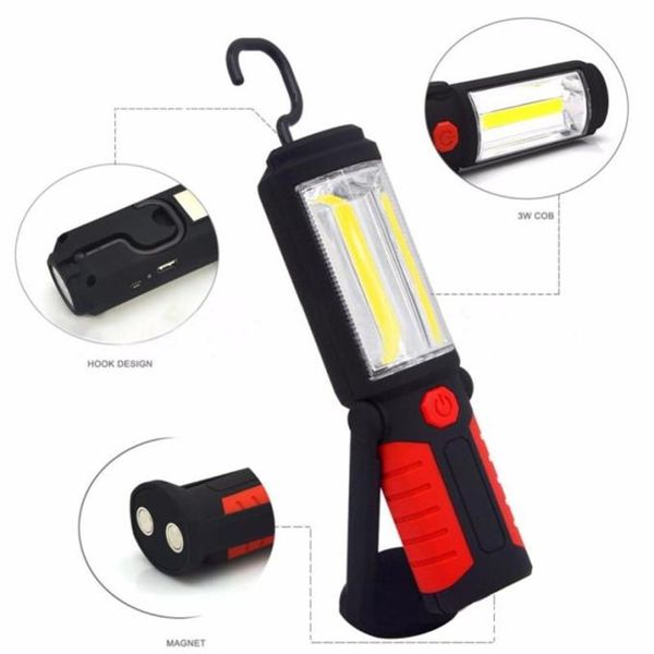 Potente linterna LED COB portátil, luz de trabajo recargable magnética, lámpara colgante de 360 grados para Work2672538267r