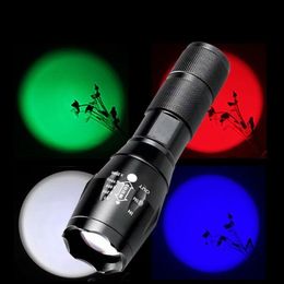 Krachtige T6 Zaklamp Wit Geel Blauw Rood UV 6 licht Zaklampen voor Gem Amber Jade Identificatie 365nm 395nm LED zaklamp fotografie RGB Lamp