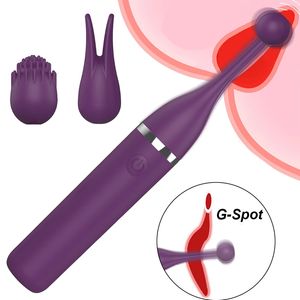 Potente vibrador de punto G tres en uno, masajeador de clítoris y vagina, estimulador de pezón para lamer Oral realista