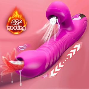 Vibromasseur puissant gode de poussée pour les femmes Clitoris Sucker stimulateur sous vide G Spot langue léchant adulte Sex Toy pour les femmes 240130