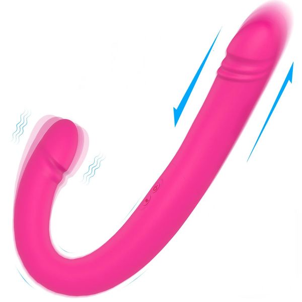 Vibrateurs puissants gode ceinture sans bretelles - gode en silicone réaliste pour la stimulation du vagin anal Double Dong jouets sexuels pour adultes 240226
