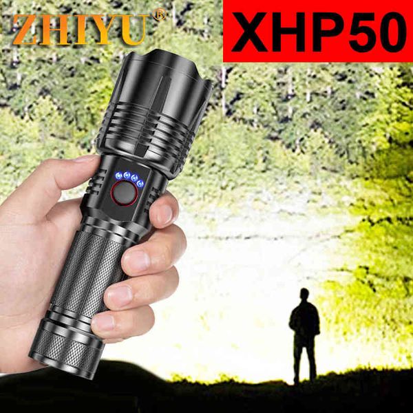 Puissant XHP50 LED lampe de poche 1200 Lumen lampe torche USB lampe étanche rechargeable pour Camping chasse lumière Power Bank J220713