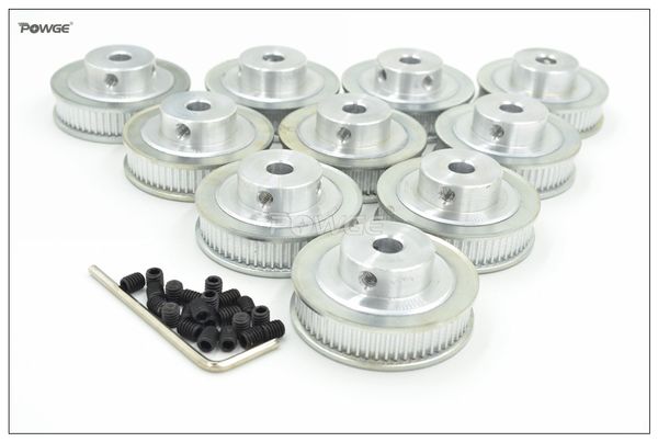 POWGE 10pcs 60 dientes 2GT Tiempo de sincronización Polea de 5-12 mm ancho 6 mm GT2 Cinturón de sincronización Piezas de impresora 3D 60T 60T2 Polea GT2