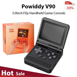 Powkiddy V90 3.0 pouces IPS écran rétro console de jeu vidéo Open Source PS1 Mini console de jeu portable 64G 15000 jeux 240221