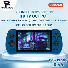 Powkiddy X55 55 inch 1280720 IPS -scherm RK3566 Handheld Game Console OpenSource Retro Childrens Gifts 240430