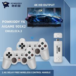 Powkiddy Y6 Home mini4K HD TV-stick 3D gameconsole met dubbele handgreep CPU AIGAME 905X2 RAM DDR3 1GB ondersteunt meerdere talen 240123