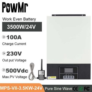 POWMR MPPT 100A Charger 3500W Onduleur hybride solaire à onde sinusoïdale pure AC 24V 230VAC DC OUT-PUT TRAVAIL Même batterie max PV 5000W