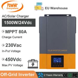 PowMr – chargeur solaire MPPT 80A, Support WIFI, onduleur hybride haute fréquence 1500W 12V, sortie 230V Max PV 450V, Charge de batterie