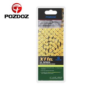 Pozdoz Ultralight 11 Speed ​​Bicycle Half Hollow 116L Gold Mountain MTB Road Bike Chains 0210