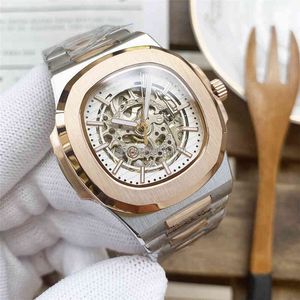 Reloj de movimiento mecánico automático Pp, relojes suizos de negocios luminosos de acero inoxidable 316l de dos tonos en oro rosa