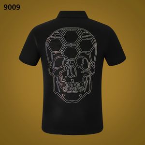 NOUVEAU PP Hommes Polo Shirt D'été Crâne Diamant Phillip Plaine À Manches Courtes Designer T-shirt Harajuku Tee Marque Crânes Imprimer Tops Streetwear p9008