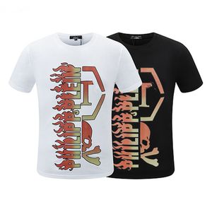 PP Moda Camisetas para hombre Diseñador Camiseta ajustada Camiseta de verano con diamantes de imitación Camisa de manga corta con cuello redondo Camiseta con estampado de calaveras Tops Collar de calle Polos M-xxxL pp1026