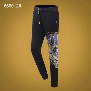 Pantalon de mode PP pour hommes, coupe slim de styliste, décontracté, imprimé de crânes en strass, Streetwear M-xxxL P666012