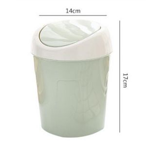 PP Materiaal Shake Lid Small Trash Can Living Room Desktop Plain Color Paper Basket Huistafel Koffietafel Mini Trash Can