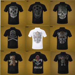 PP heren T-shirt Zomer Phillip Effen Korte Mouw Mannen Polo shirt Ronde Hals shirt tee Schedels Dollar Bruine beer Print Tops St242y